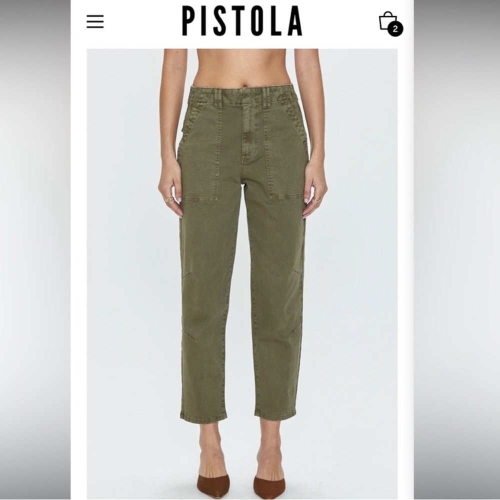 Pistola Pamela High Rise Straight Trouser in Kaki Size M - Picture 7 of 15
